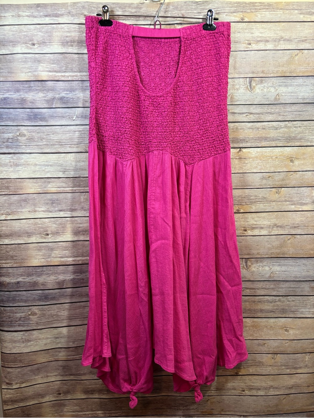 Anthropologie strapless pink smocked cotton dress size large - Picture 5 of 8